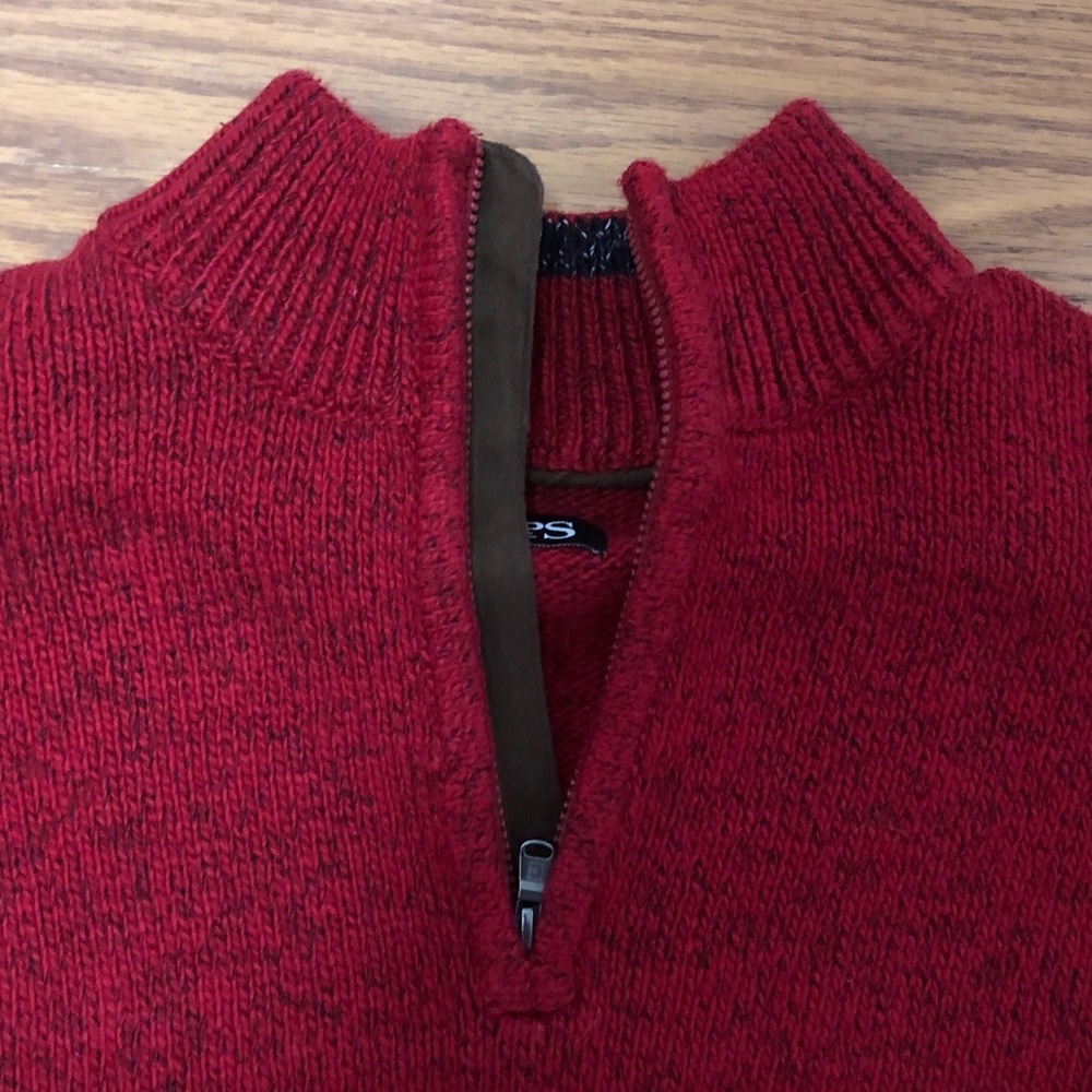 Chaps Men's Zip-Up Sweater in Rich Red - Picture 2 of 6